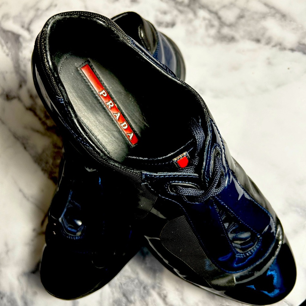 Men’s Prada patent leather lace ups